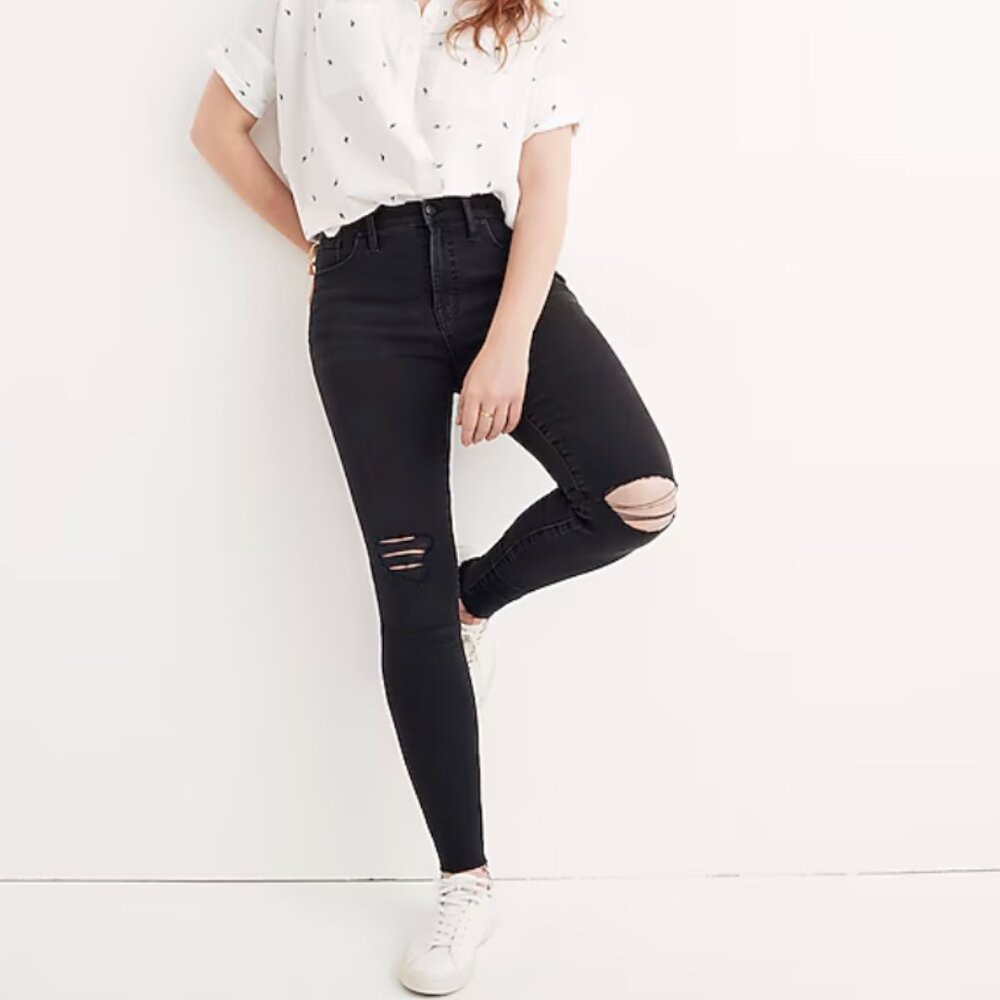 NWT Madewell 9" Mid-Rise Skinny Jeans in size 28 Tall Black Sea